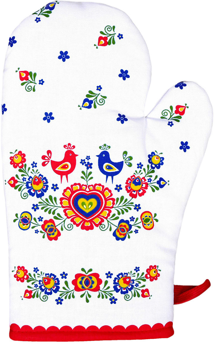 Rękawica kuchenna Folklor czerwona, 17 x 28 cm