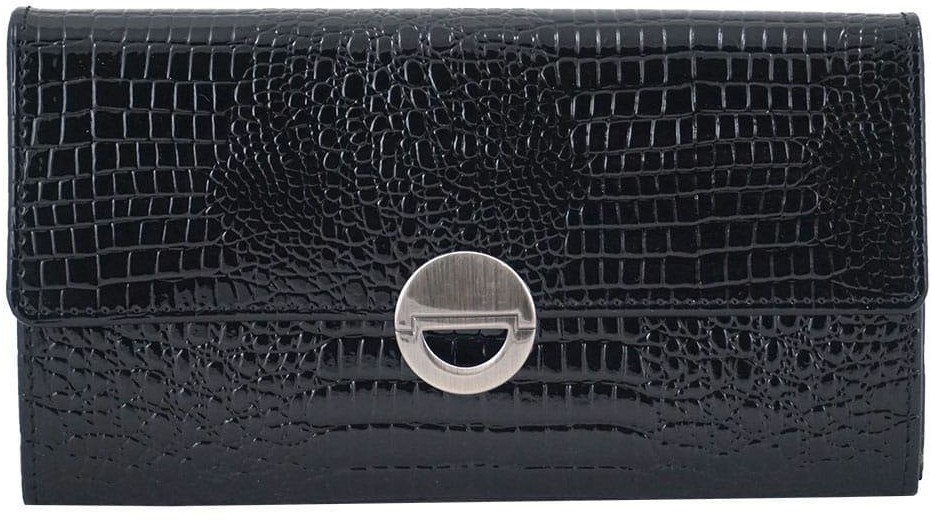 Barberini's Damski portfel ze skóry lakierowanej Barberini's - Czarny 659-1