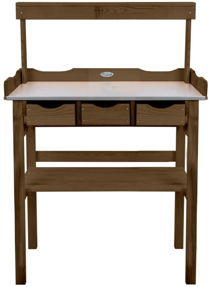 vidaXL Esschert Design Lumarko Stylowy stolik ogrodniczy z szufladami i półką, brązowy! 433900
