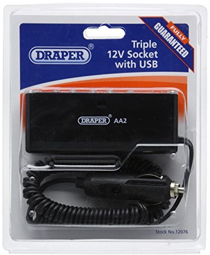 DRAPER 12076 adapter ładowarki samochodowej z gniazda 3 i USB AA2