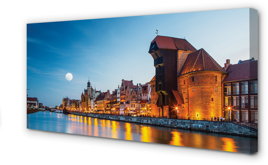 PL Tulup Obrazy na płótnie Gdańsk Rzeka noc stare miasto 125x50cm