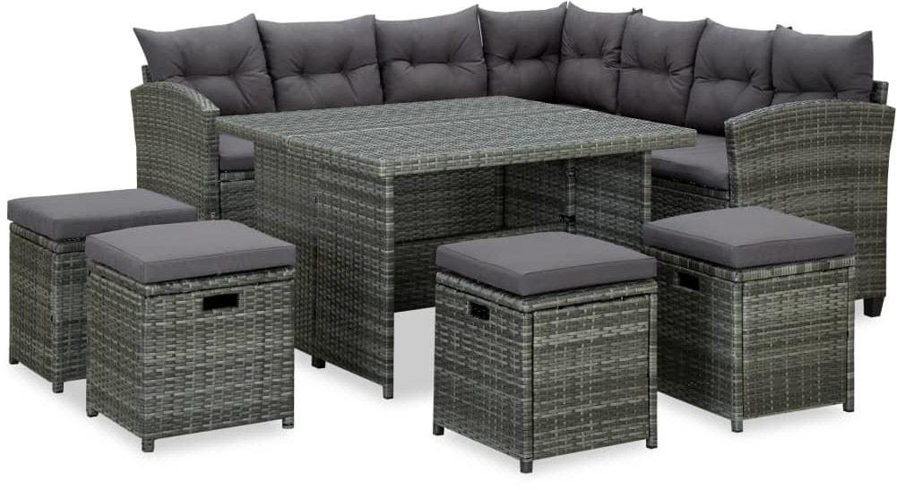 vidaXL 6-cz. zestaw wypoczynkowy do ogrodu, poduszki, rattan PE, szary