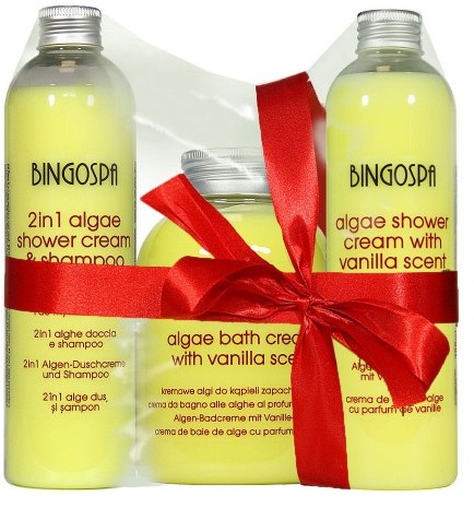 BingoSpa Zestaw Algi o zapachu wanilii - szampon, krem do kąpieli, żel 1100ml 99