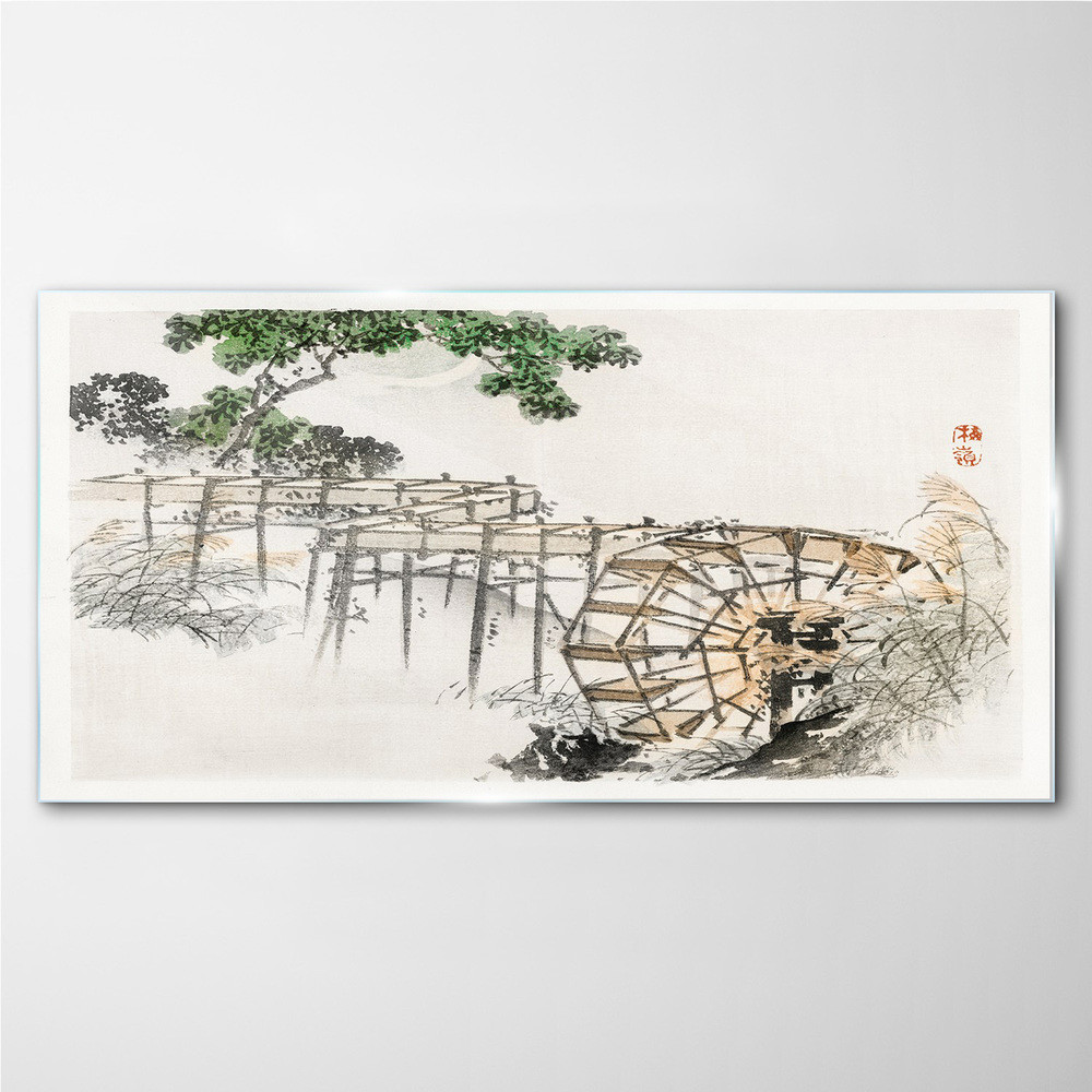 PL Coloray Obraz na Szkle Nowoczesny Drzewo Woda 120x60cm