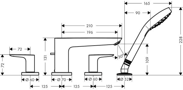 Hansgrohe Talis E wannowa brąz szczotkowany 71748140