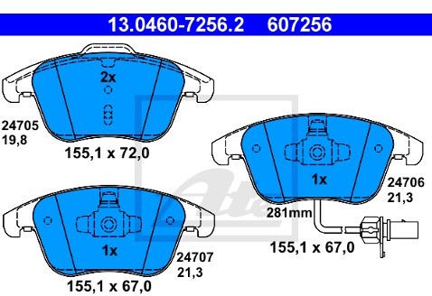 ATE Klocki hamulcowe - komplet 13.0460-7256.2