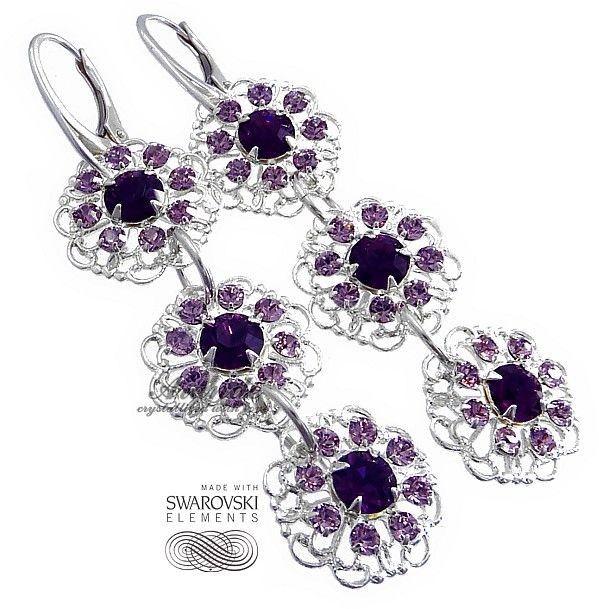 Swarovski UNIKAT KOLCZYKI AMETHYST FEELING