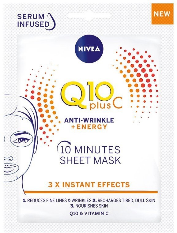 Nivea Q10 Plus C Maska w płacie 10-minutowa Anti-Wrinkle+Energy 1szt 106451