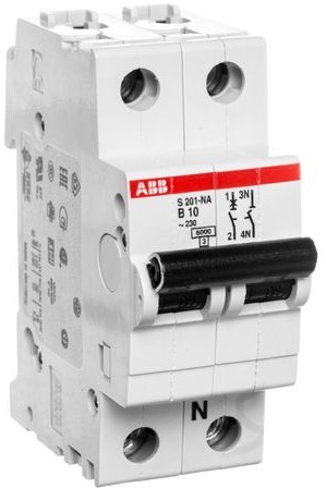 ABB Wyłącznik nadprądowy 1P+N B 10A 6kA AC S201-B10 NA 2CDS251103R0105