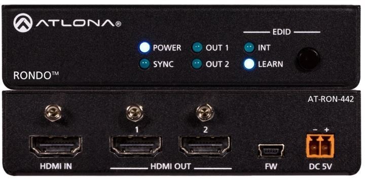 Atlona AT-RON-442 HDMI Splitter 1 X 2 Dwuwyjściowy wzmacniacz dystrybucyjny sygnału HDMI 4K HDR AT-RON-442