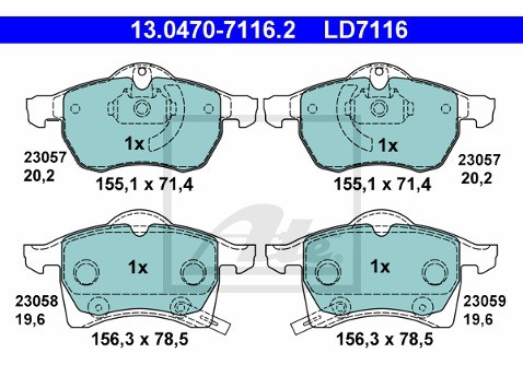 ATE Klocki hamulcowe - komplet 13.0470-7116.2