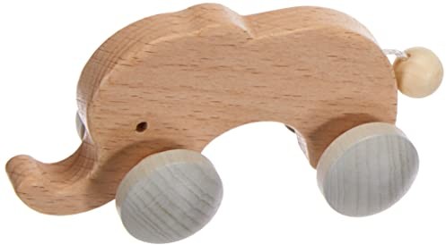 Hess Spielzeug drewniana zabawka 10867 figurka z drewna w kształcie rolli, słoń naturalny, od 3 miesięcy, ok. 12 x 4,5 x 6 cm, prezent z okazji narodzin lub chrztu 10867