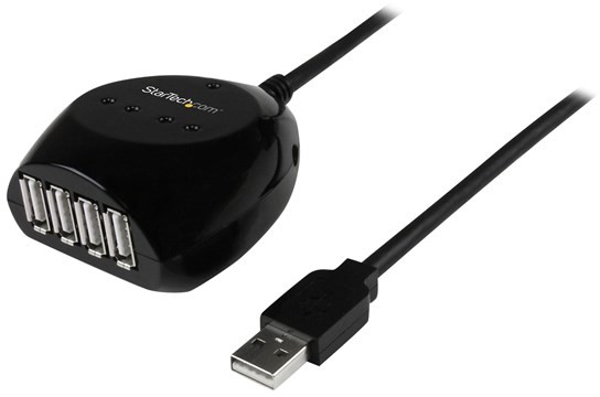 Startech com com 15m USB 2.0 Active Cable with 4 Port Hub - hub - 4 ports USB hub - 4 - Czarny USB2EXT4P15M