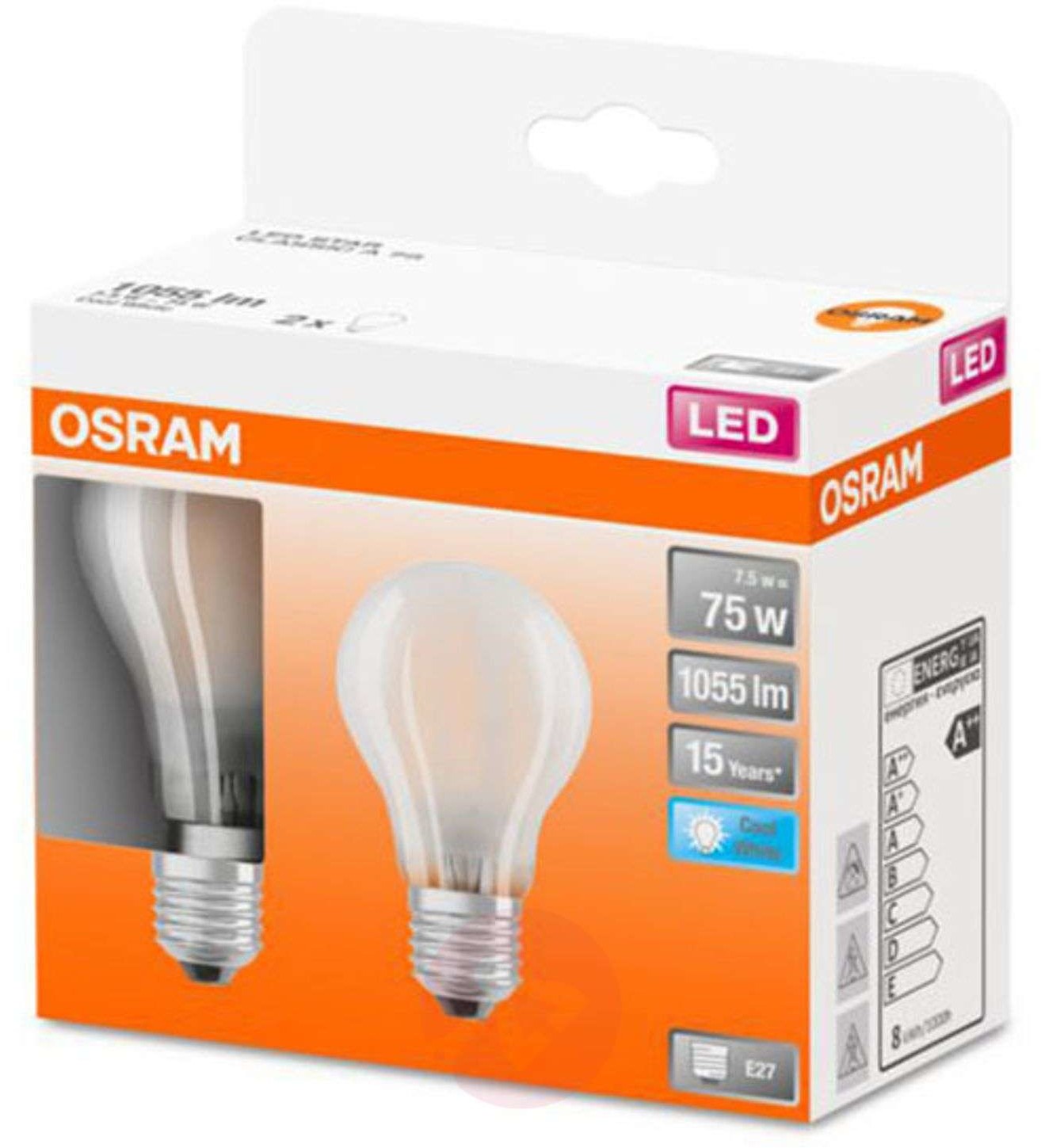 Osram Classic A żarówka LED E27 7,5W 4 000 K 2 szt