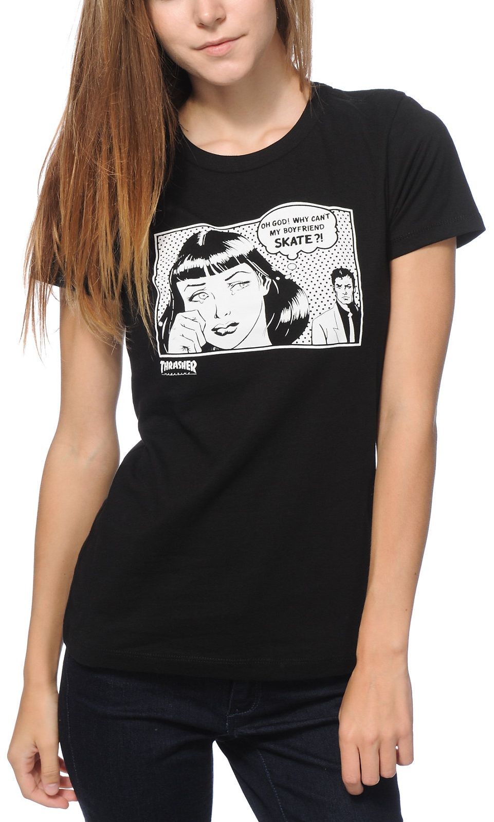 Thrasher t-shirt damski GIRLS BOYFRIEND BLACK