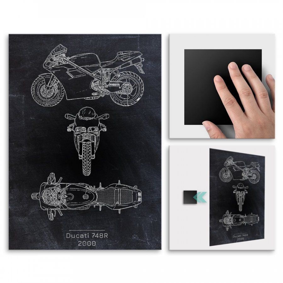 Pix4home Plakat metalowy Ducati 748R Projekt Blackboard M POS-M-02782