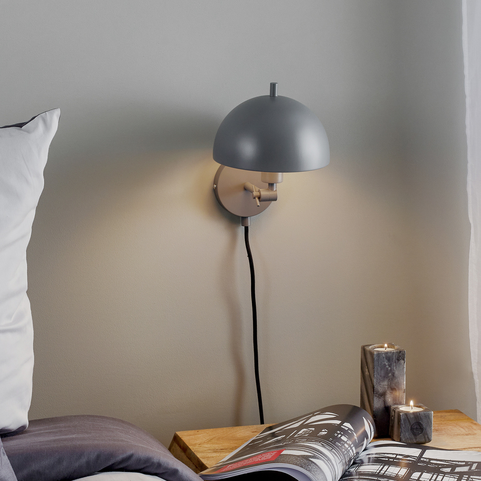 SCHÖNER WOHNEN Schöner Wohnen Kia lampa ścienna szara, wychylana