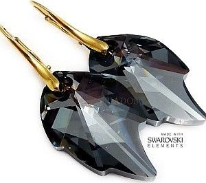 Swarovski kolczyki NIGHT LEAF ZŁOTE SREBRO