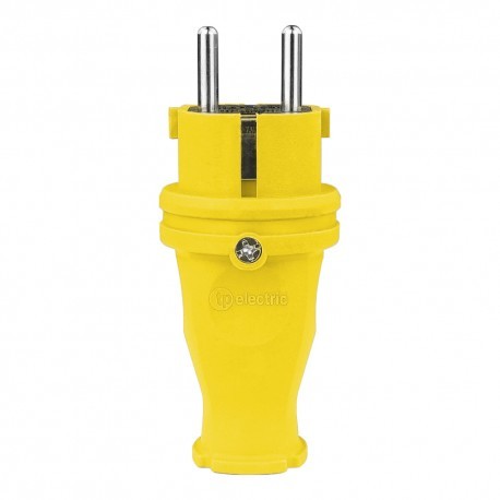 TP Electric Wtyczka gumowa prosta 16A 230V żółta Schuko 5115 3101-301-0700