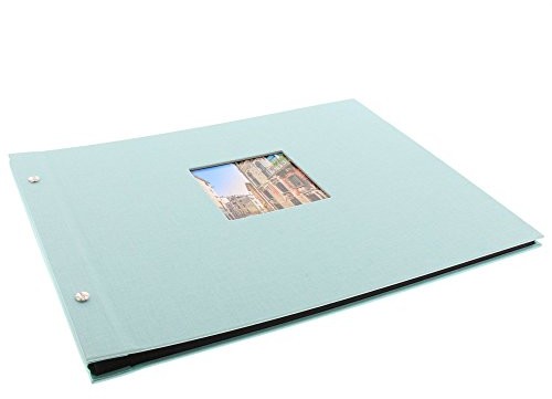 Goldbuch Trend 26507 skręcany album na zdjęcia, lniany, 40 czarnych stron przekładanych pergaminem, 39 x 31 cm, kolor aqua 28 507