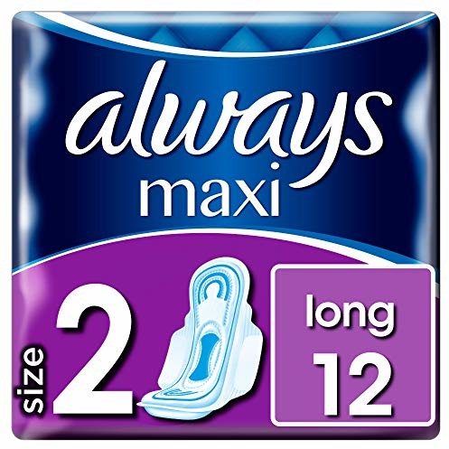 Always Maxi Long wiązany ze skrzydłami, rozmiar 2, 12 sztuk