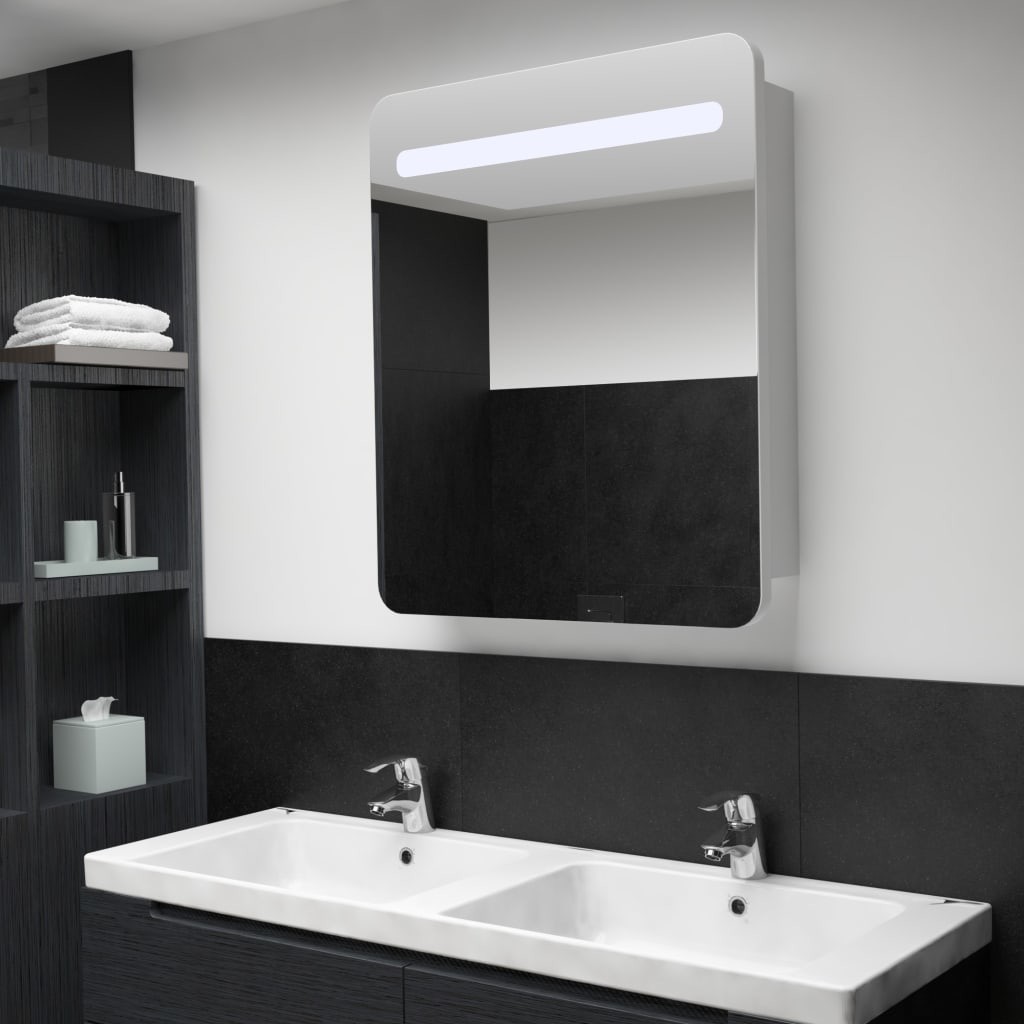vidaXL Szafka łazienkowa z lustrem i LED, 68 x 11 x 80 cm
