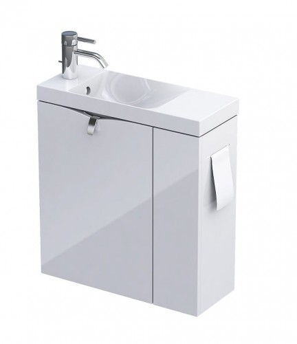 Oristo Szafka wisząca SIENA 55 cm z umywalką z formowanego marmuru PRAWA BIAŁY POŁYSK OR45-ZD2D-55-1-P OR45-ZD2D-55-1-P