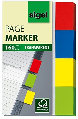 Sigel HN670 przezroczyste znaczniki, 160 pasków, zielone, żółte, niebieskie, czerwone, do wyboru HN670