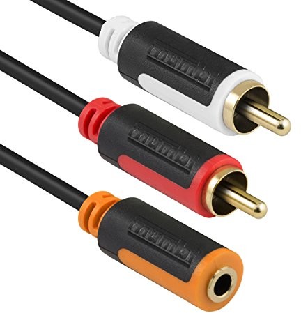 mumbi Y kabel audio  gniazdo jack 3.5 MM na 2 X wtyk cinch z pozłacanymi wtykami 20 cm 14050