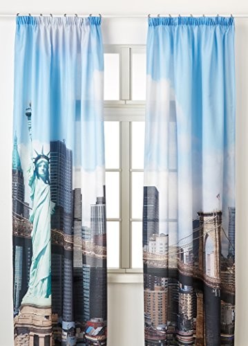 AG Design fcsxxl 7420 Statua Wolności New York, firanka/zasłona, 280x245 cm, 2 części (140x245 cm), materiału, multicolor, 0,1x280x245 cm FCSxxL 7420