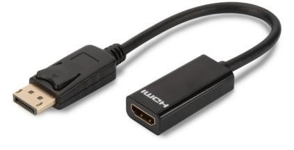 Digitus Kabel adapter Displayport z zatrzaskiem 1080p 60Hz FHD Typ DP/HDMI A M/Ż czarny 0,15m AK-340400-001-S