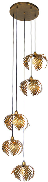 QAZQA Vintage hanglamp goud 5-lichts - Botanica 104967