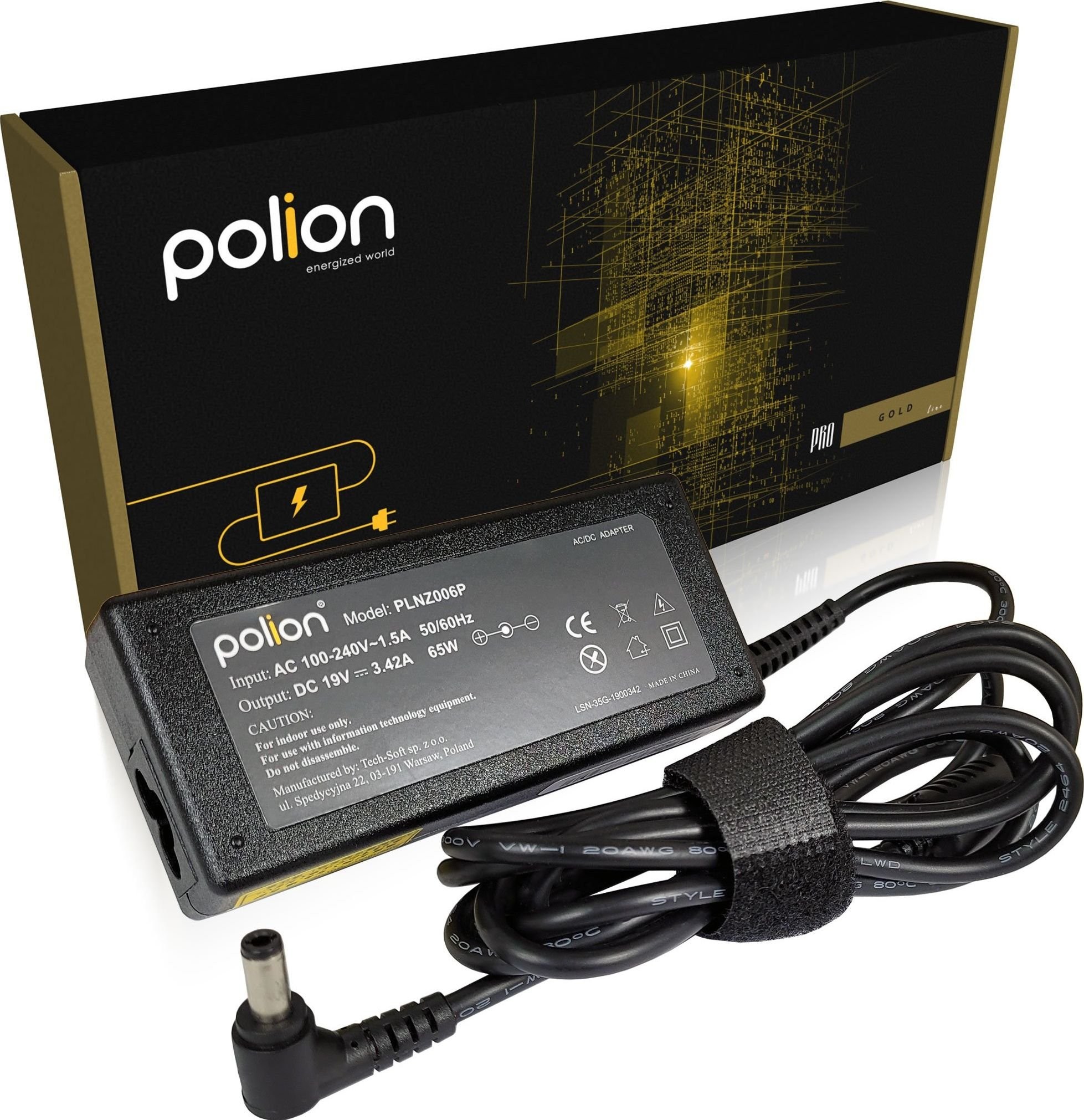 Asus Zasilacz do laptopa Polion Ładowarka 65W do TOSHIBA 19V 3,42A 5,5x2,5mm PLNZ006P