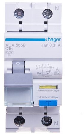 Hager POLO Wyłącznik różnicowo-nadprądowy 2P 16A C 0,01A typ A ACA566D