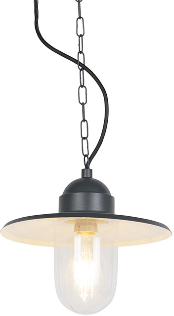 QAZQA Industrialna ciemnoszara zewnetrzna lampa wiszaca na lancuchu - Kansas 95904