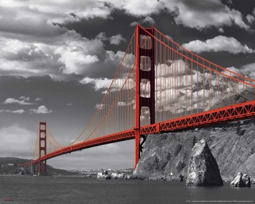Empire San Francisco Golden Gate Bridge colorlight Mini plakat czarno-białe zdjęcie SAN FRANCISCO USA 50 x 40 cm + artykuły dodatkowe 335920