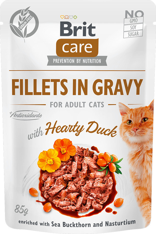Brit Care Cat Fillets in Gravy with Hearty Duck 24x85 g # z wartością produktów powyżej 89zł!