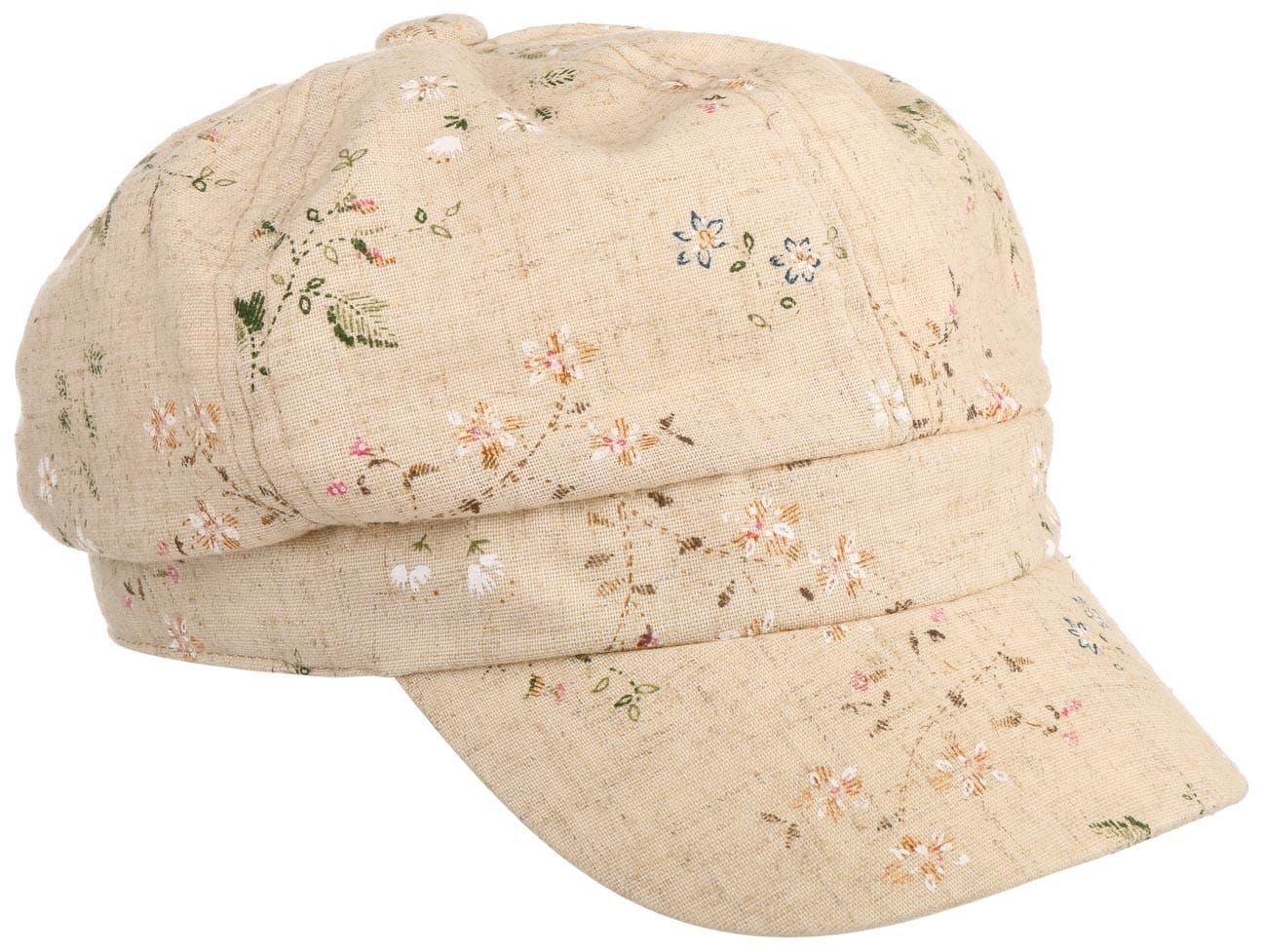 Flowers Linen Newsboy Cap by Lipodo, beżowy, S (55-56 cm)