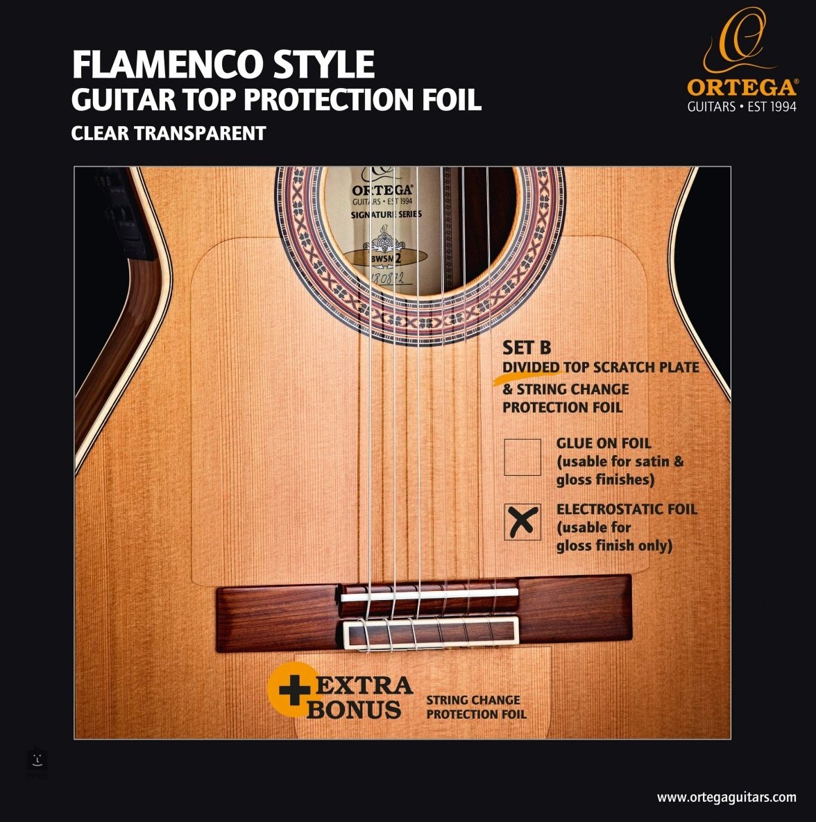 Ortega OERP-FLAM2 Pick Guard przezroczysty