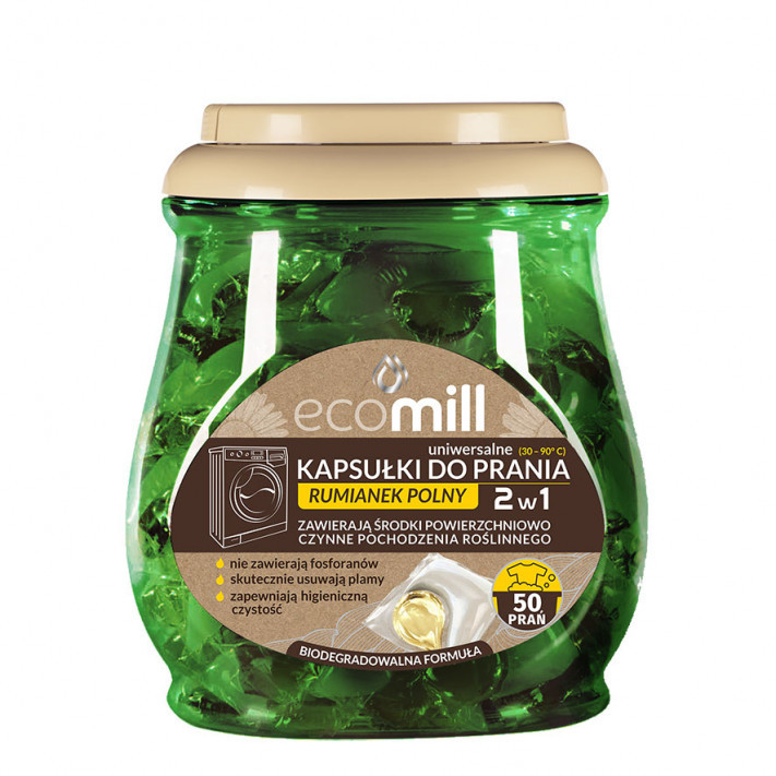 BioLife MILL CLEAN ECO MILL ECO Kapsułki do prania RUMIANEK POLNY UNIWERSALNE 50 sztuk 5902643000186