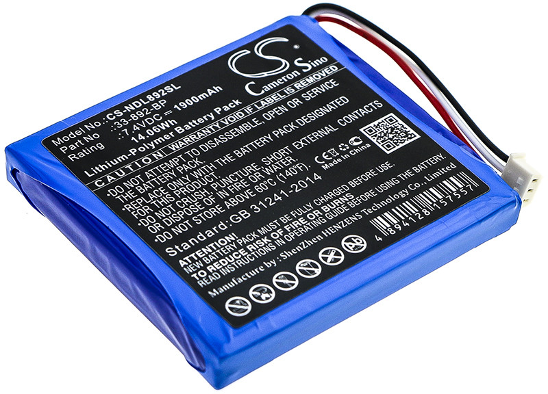 Cameron Sino Ideal 33-892 Securitest Pro Tester 33-892-BP 1900mAh 14.06Wh Li-Polymer 7.4V CS-NDL892SL