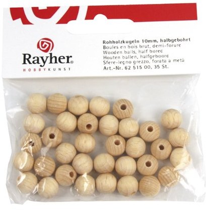 Rayher 6253000 kule z surowego drewna, SB-Btl. 6 sztuki, 25 MM , halbgebohrt 62-530-00