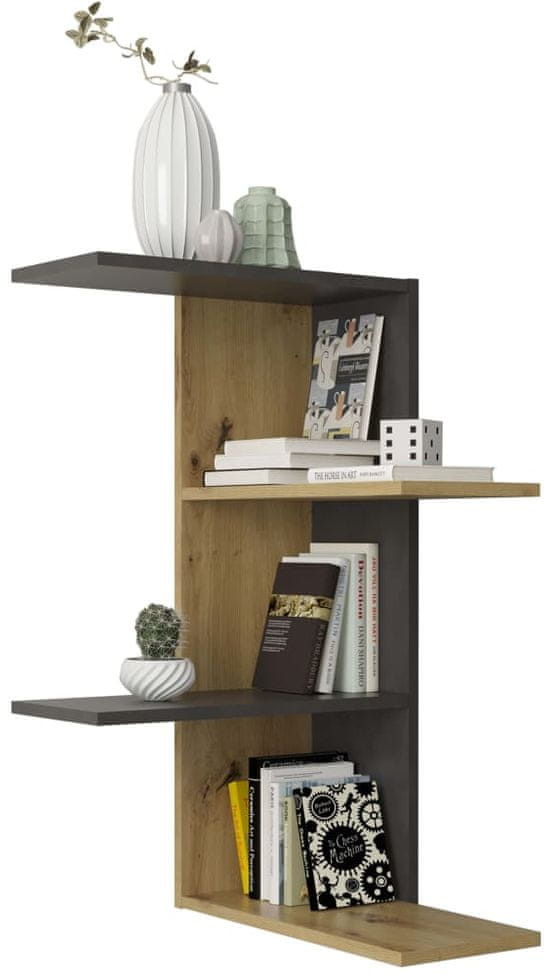 shumee FMD Półka wisząca narożna dąb artisan i matera