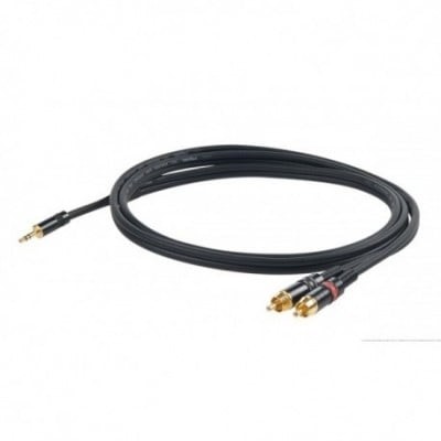 Proel chlp2 15lu15 profesjonalny przewód Y (Yong sheng 3,5 MM JACK stereo na 2 X Yong sheng RCA, pozłacane styki, 1,5 m) Czarny CHLP215LU15