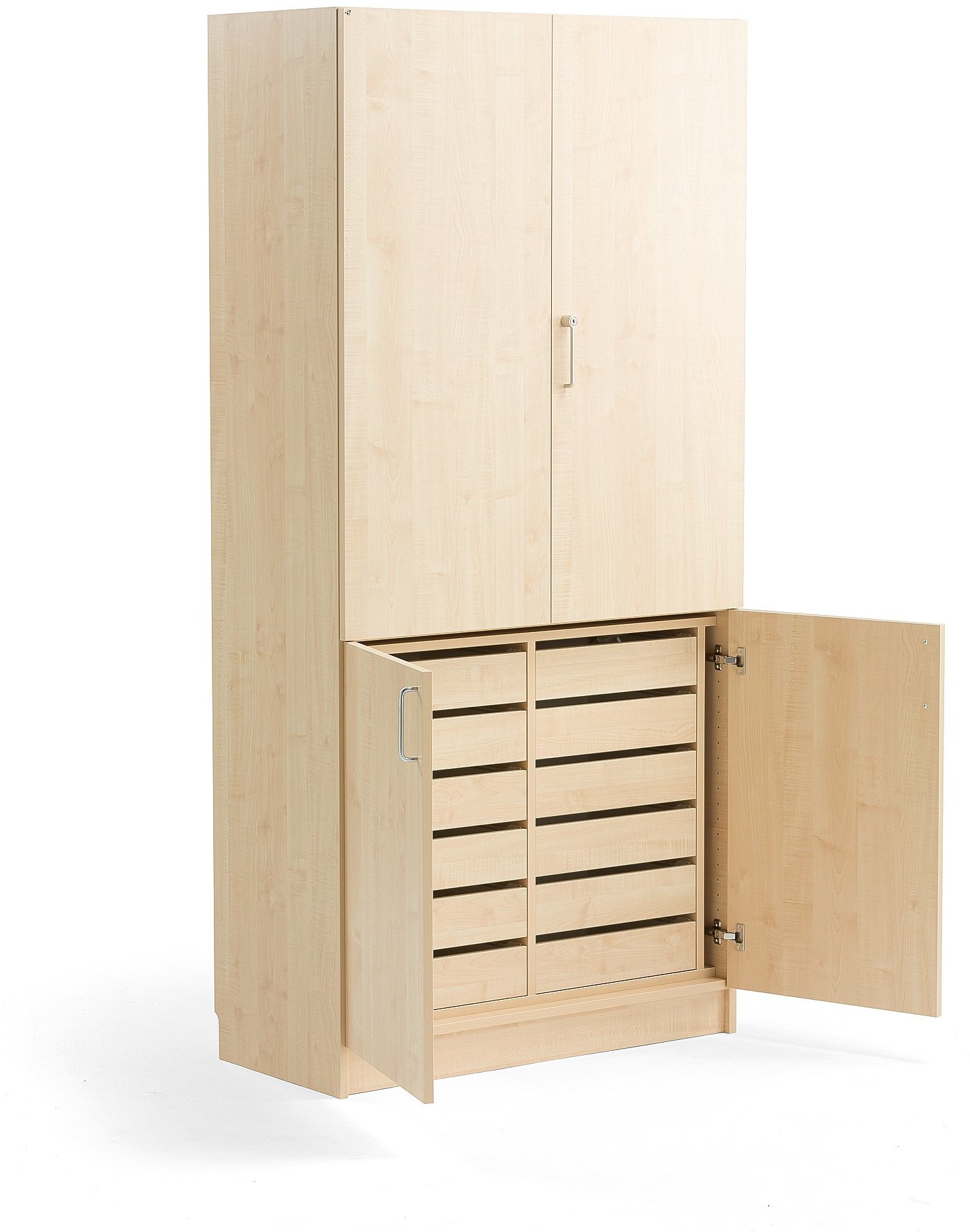 AJ Produkty Wysoka szafa THEO, 12 szuflad, brzoza
