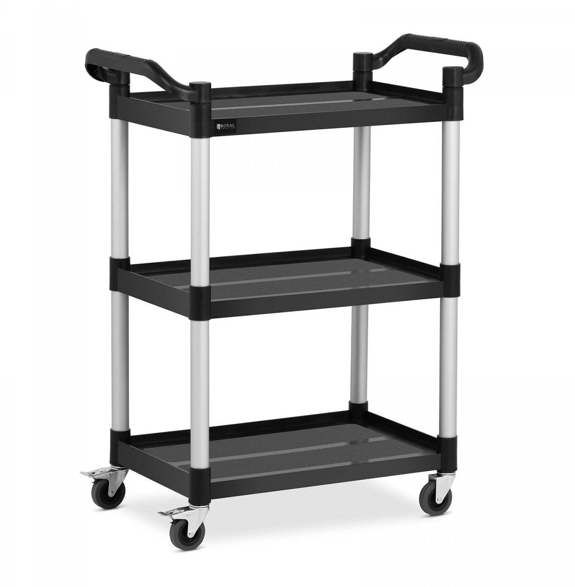 Royal Catering Wózek kelnerski - 3 półki - 630 x 400 mm - 90 kg - czarny 10011719 RC-PSTB3800
