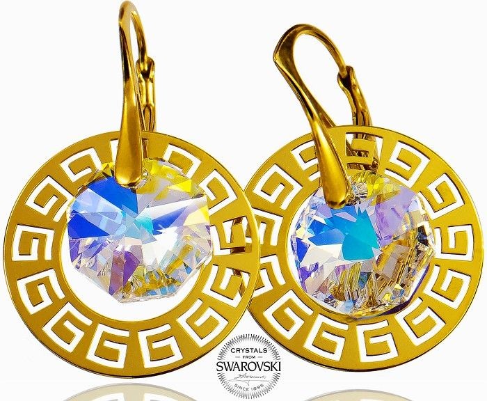 Swarovski PIĘKNE KOLCZYKI AURORA GREEK ZŁOTE SREBRO