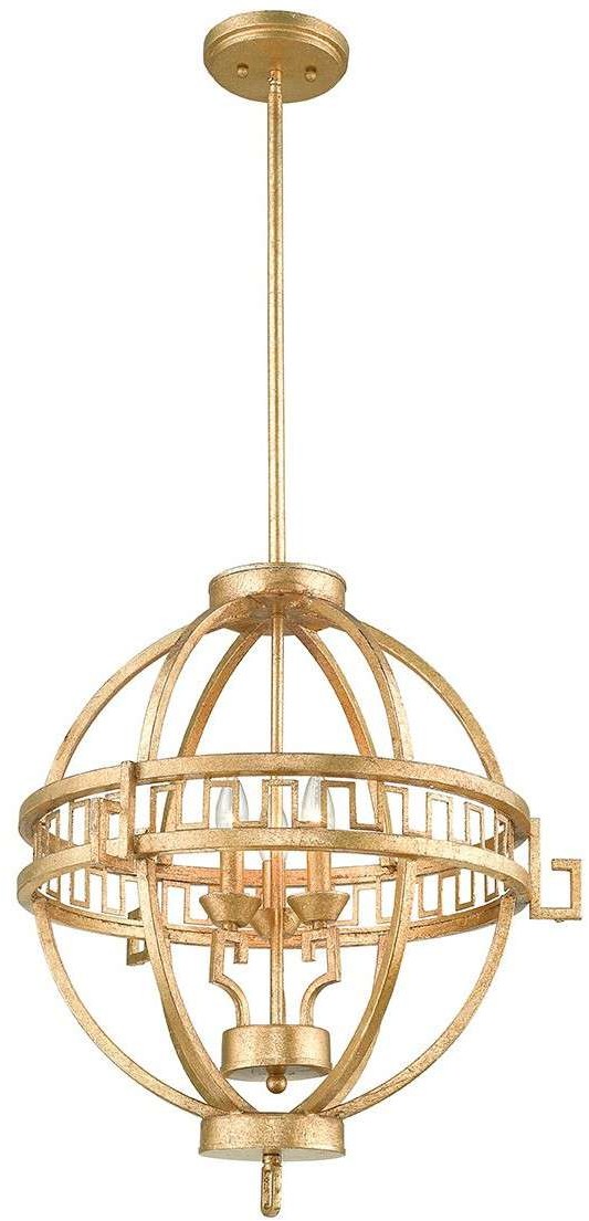 Elstead Lighting Gilded Nola Industrialna LAMPA wisząca GN/LEMURIA/3P/A GILDED NOLA okrągła OPRAWA metalowy ZWIS loft złoty GN/LEMURIA/3P/A