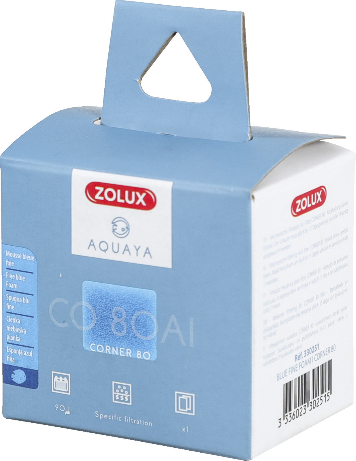 Zolux AQUAYA Wkład gąbka Blue Fine Foam I Corner 80 330251