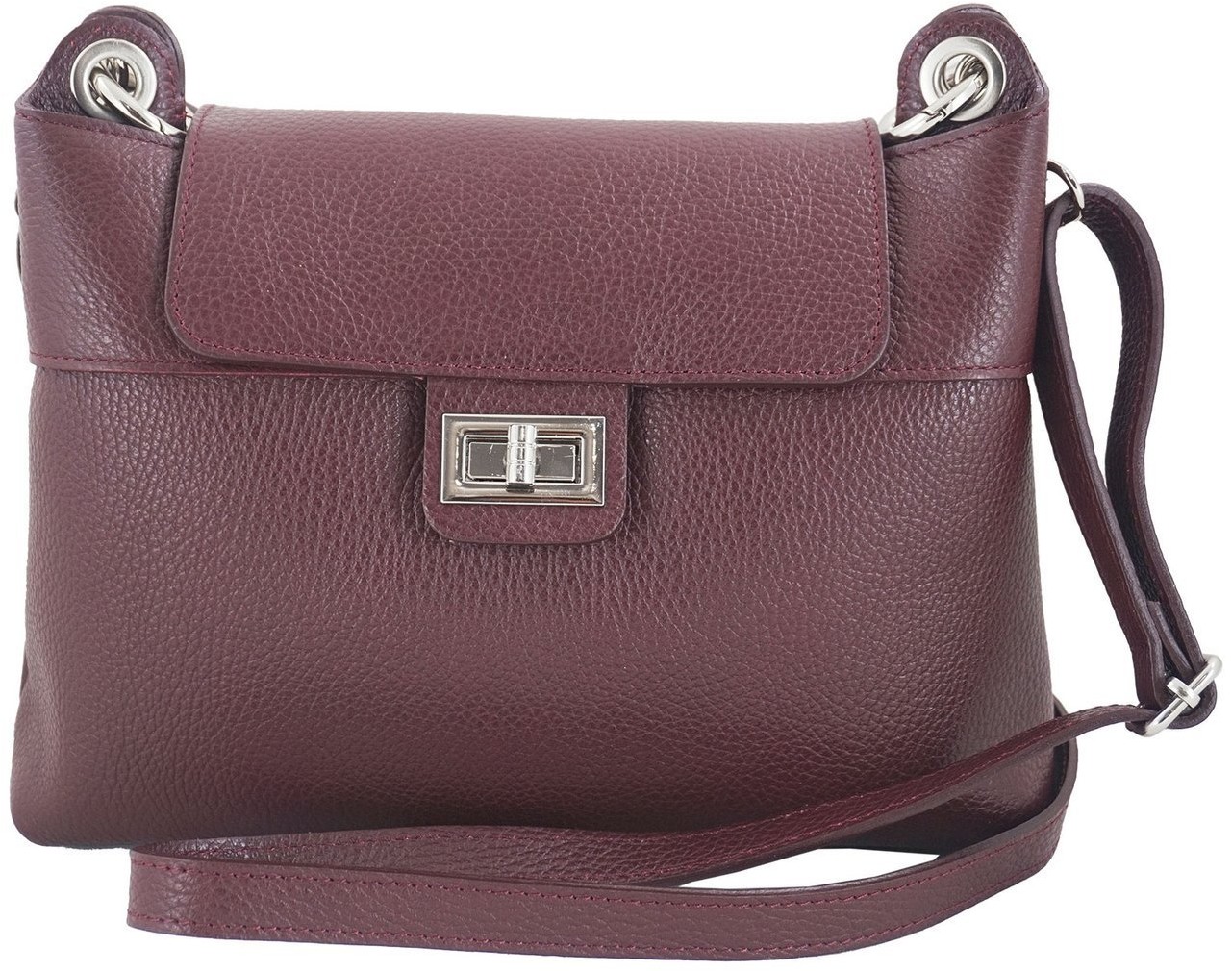 Barberini's Torebka damska skórzana crossbody - Bordowa 834-5